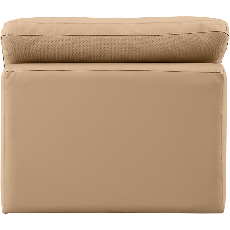 Meridian Indulge Tan Vegan Leather Armless Chair IMAGE 3