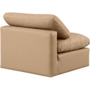 Meridian Indulge Tan Vegan Leather Armless Chair IMAGE 6