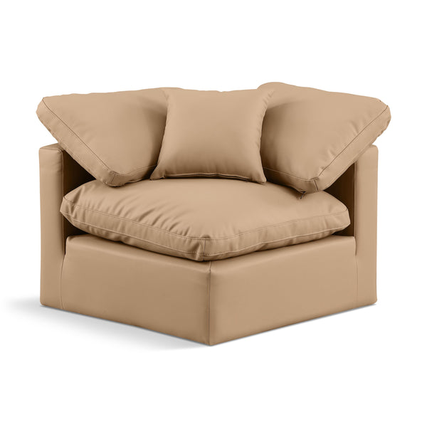 Meridian Indulge Tan Vegan Leather Corner Chair IMAGE 1