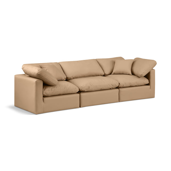 Meridian Indulge Tan Vegan Leather Modular Sofa IMAGE 1