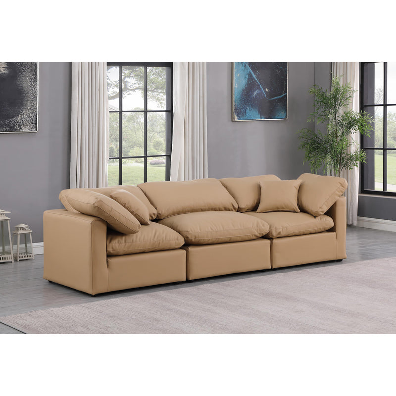 Meridian Indulge Tan Vegan Leather Modular Sofa IMAGE 2