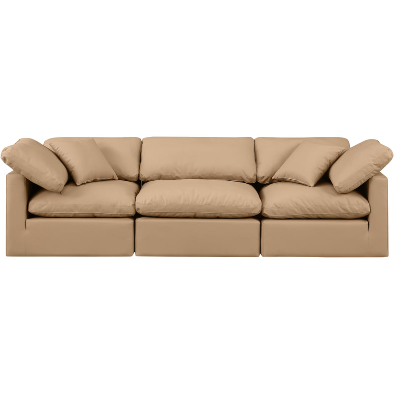 Meridian Indulge Tan Vegan Leather Modular Sofa IMAGE 4