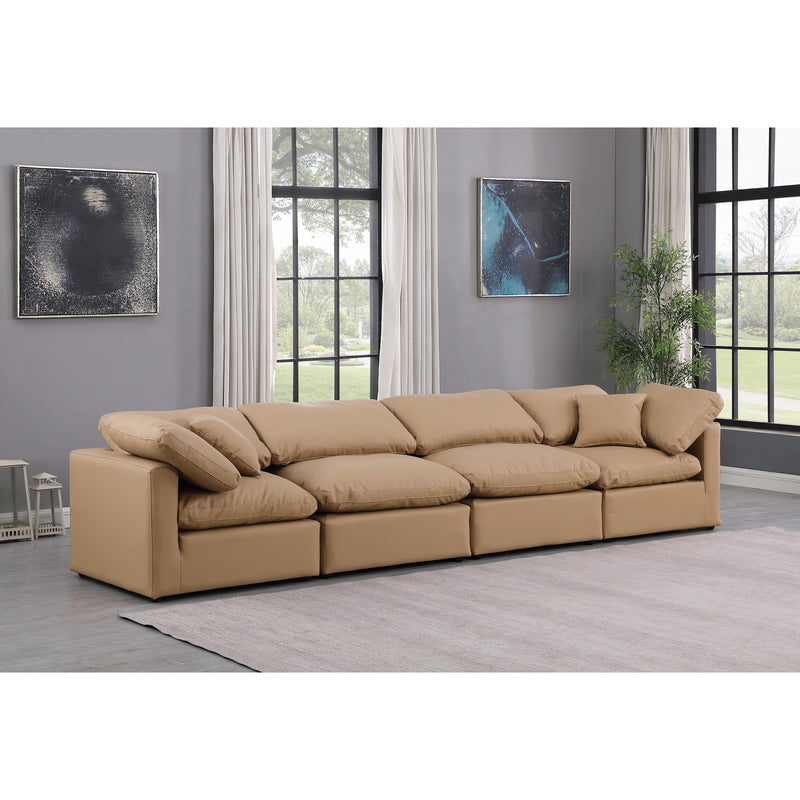 Meridian Indulge Tan Vegan Leather Modular Sofa IMAGE 2