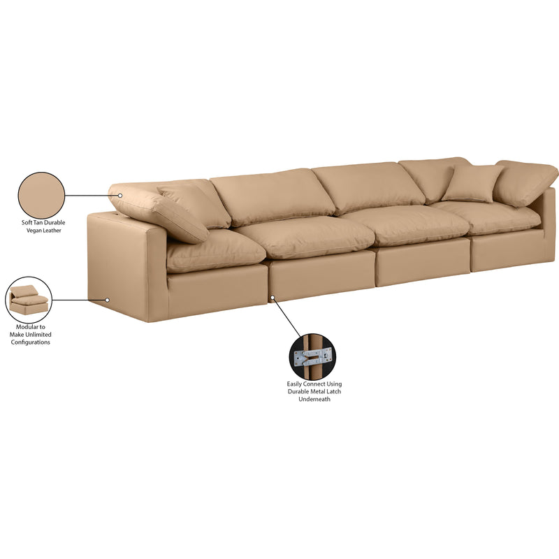Meridian Indulge Tan Vegan Leather Modular Sofa IMAGE 8