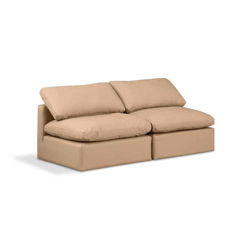 Meridian Indulge Tan Vegan Leather Modular Sofa IMAGE 1
