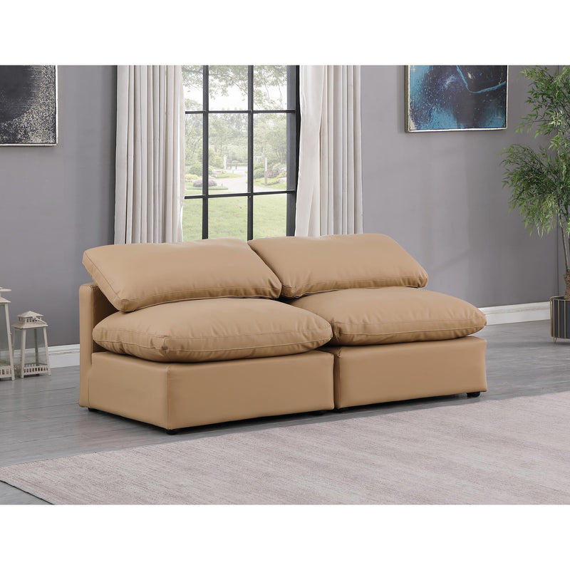 Meridian Indulge Tan Vegan Leather Modular Sofa IMAGE 2