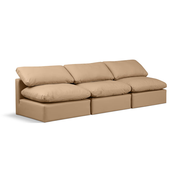 Meridian Indulge Tan Vegan Leather Modular Sofa IMAGE 1