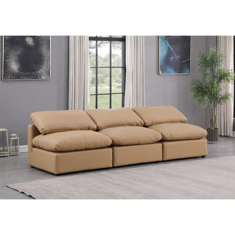 Meridian Indulge Tan Vegan Leather Modular Sofa IMAGE 2