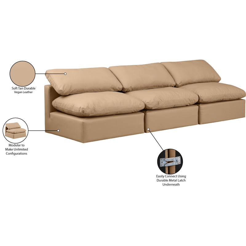 Meridian Indulge Tan Vegan Leather Modular Sofa IMAGE 7