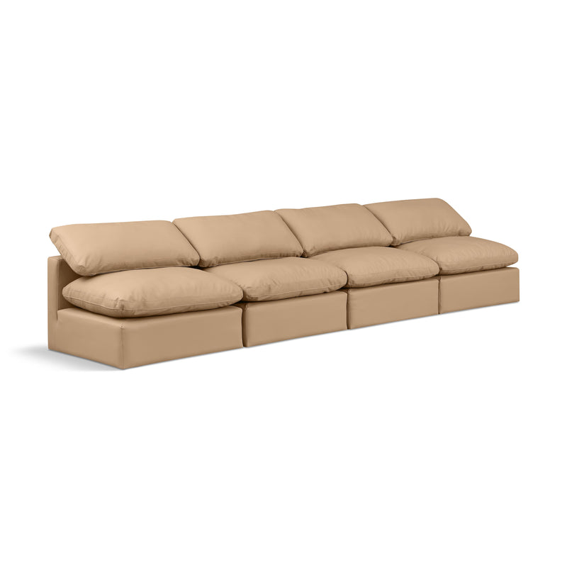Meridian Indulge Tan Vegan Leather Modular Sofa IMAGE 1