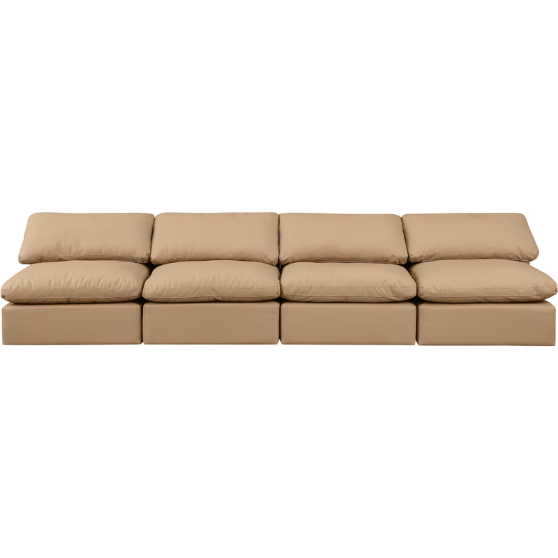 Meridian Indulge Tan Vegan Leather Modular Sofa IMAGE 4