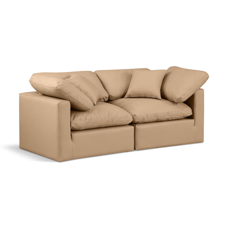 Meridian Indulge Tan Vegan Leather Modular Sofa IMAGE 1