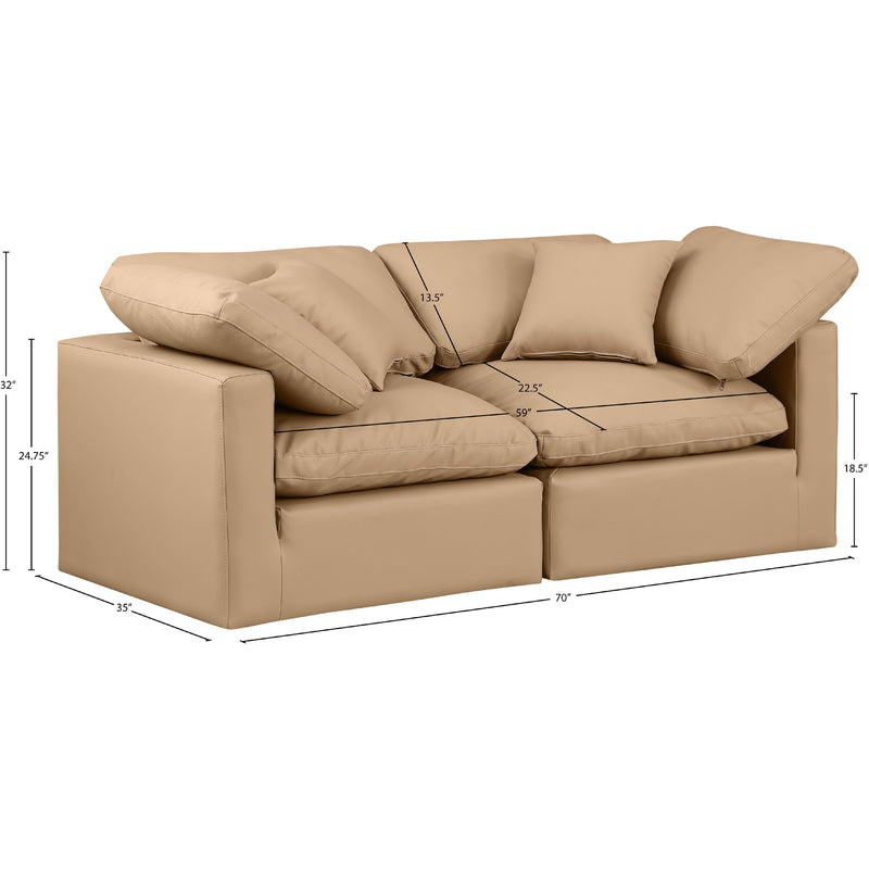 Meridian Indulge Tan Vegan Leather Modular Sofa IMAGE 9