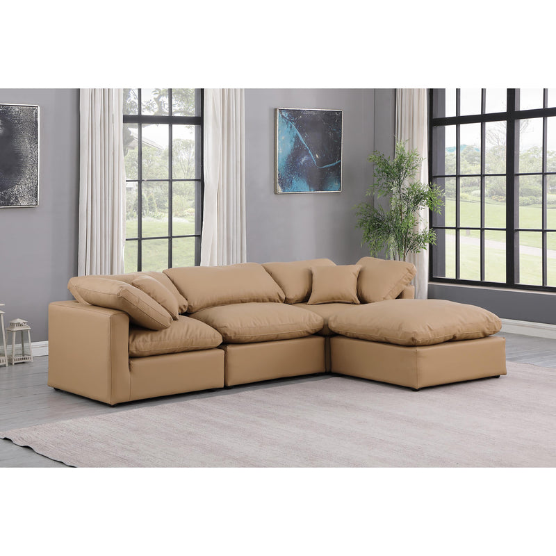 Meridian Indulge Tan Vegan Leather Modular Sectional IMAGE 2