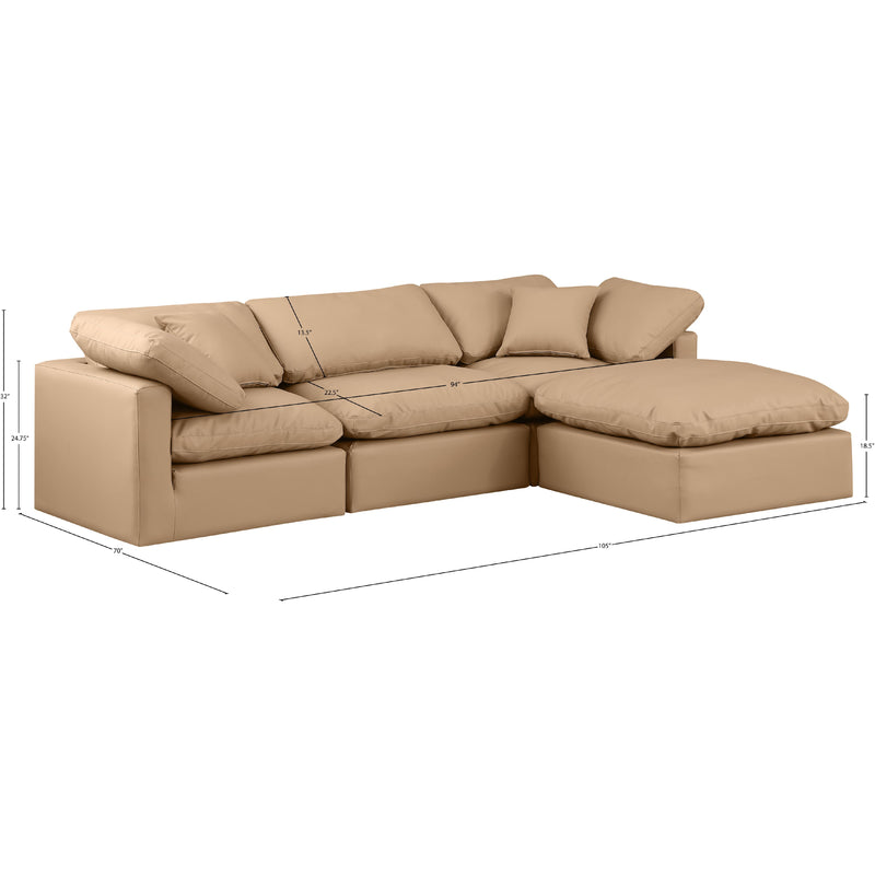Meridian Indulge Tan Vegan Leather Modular Sectional IMAGE 9