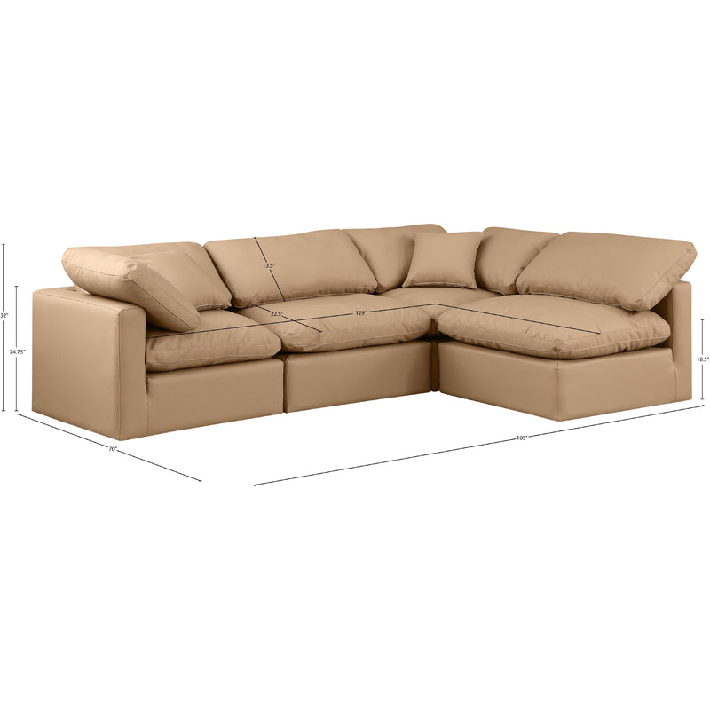Meridian Indulge Tan Vegan Leather Modular Sectional IMAGE 10
