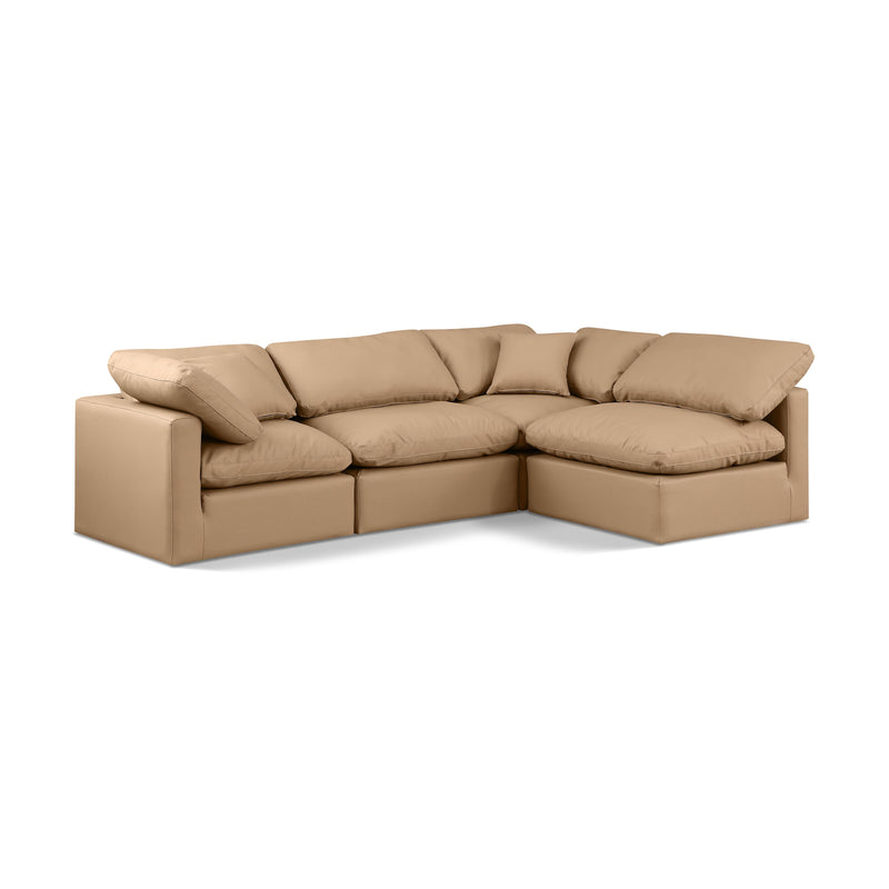 Meridian Indulge Tan Vegan Leather Modular Sectional IMAGE 1