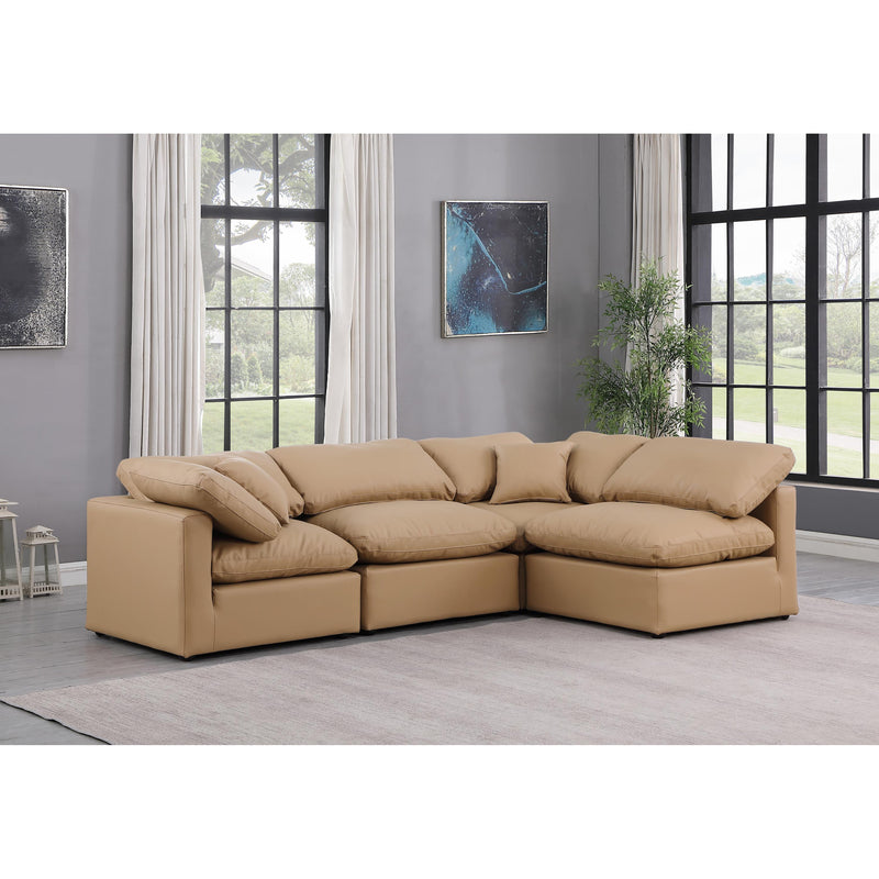 Meridian Indulge Tan Vegan Leather Modular Sectional IMAGE 2