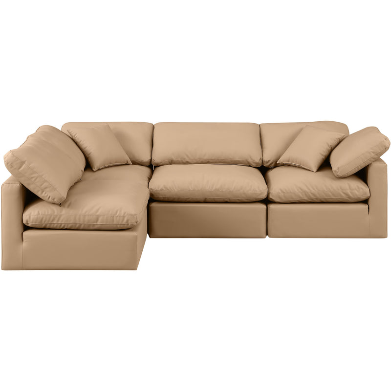 Meridian Indulge Tan Vegan Leather Modular Sectional IMAGE 4