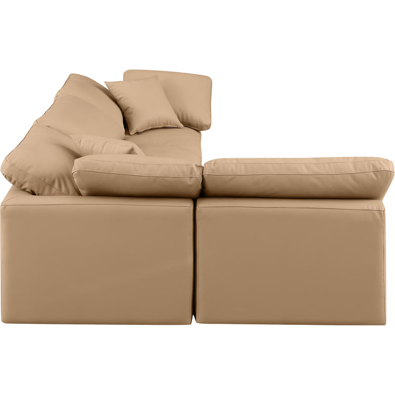 Meridian Indulge Tan Vegan Leather Modular Sectional IMAGE 5