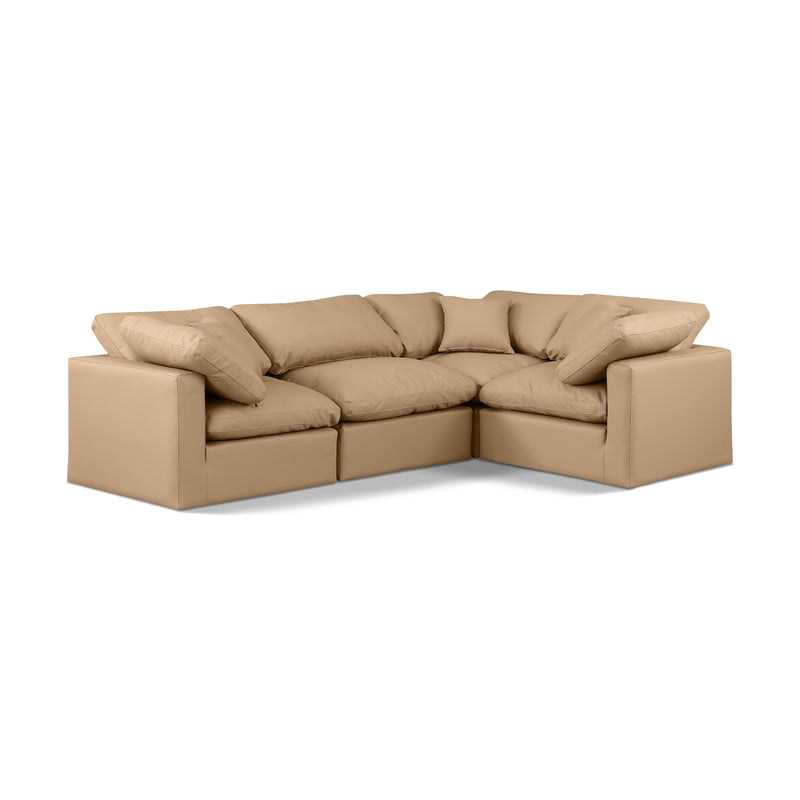 Meridian Indulge Tan Vegan Leather Modular Sectional IMAGE 1