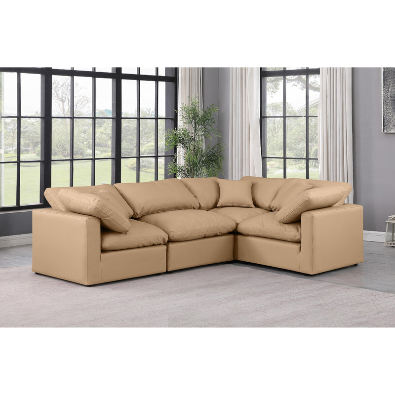 Meridian Indulge Tan Vegan Leather Modular Sectional IMAGE 2