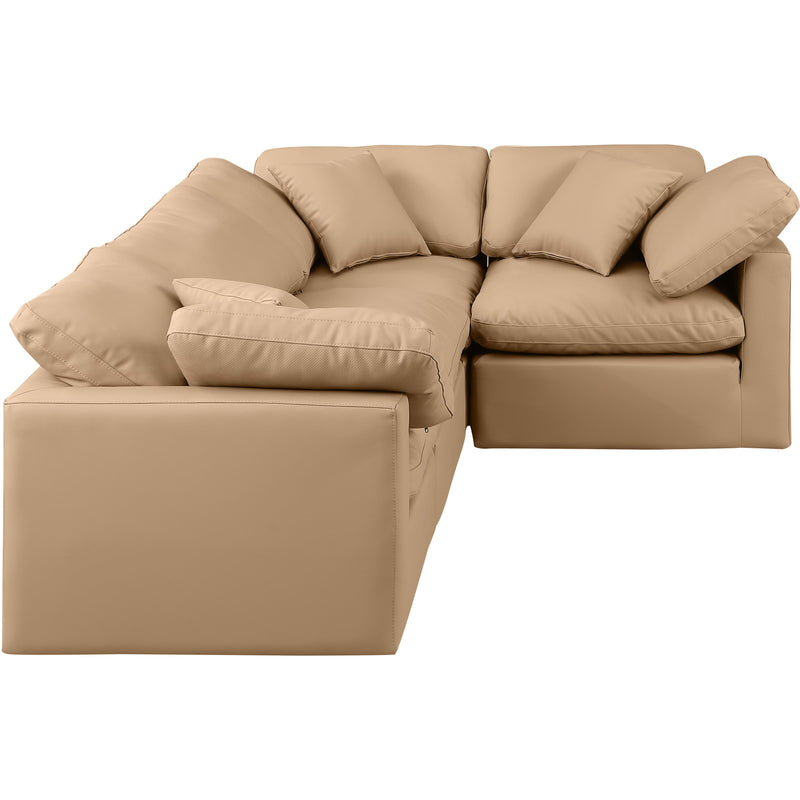 Meridian Indulge Tan Vegan Leather Modular Sectional IMAGE 4