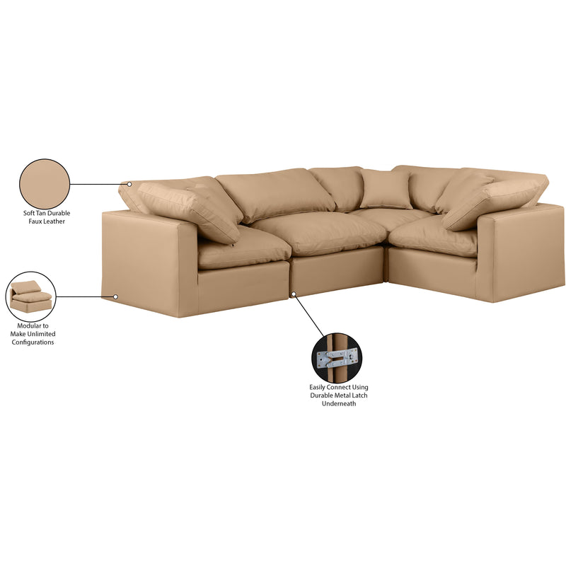 Meridian Indulge Tan Vegan Leather Modular Sectional IMAGE 9