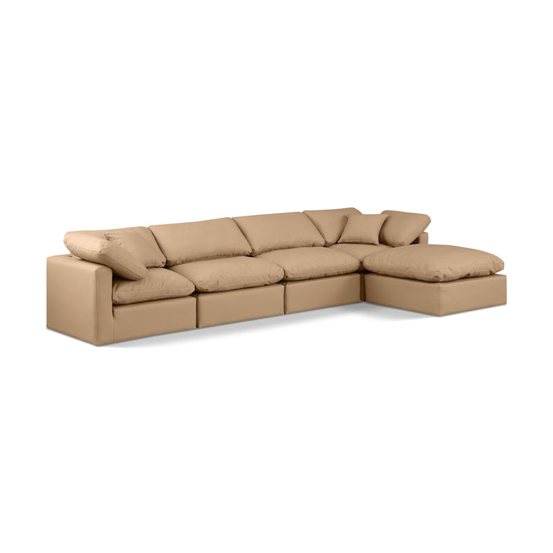 Meridian Indulge Tan Vegan Leather Modular Sectional IMAGE 1