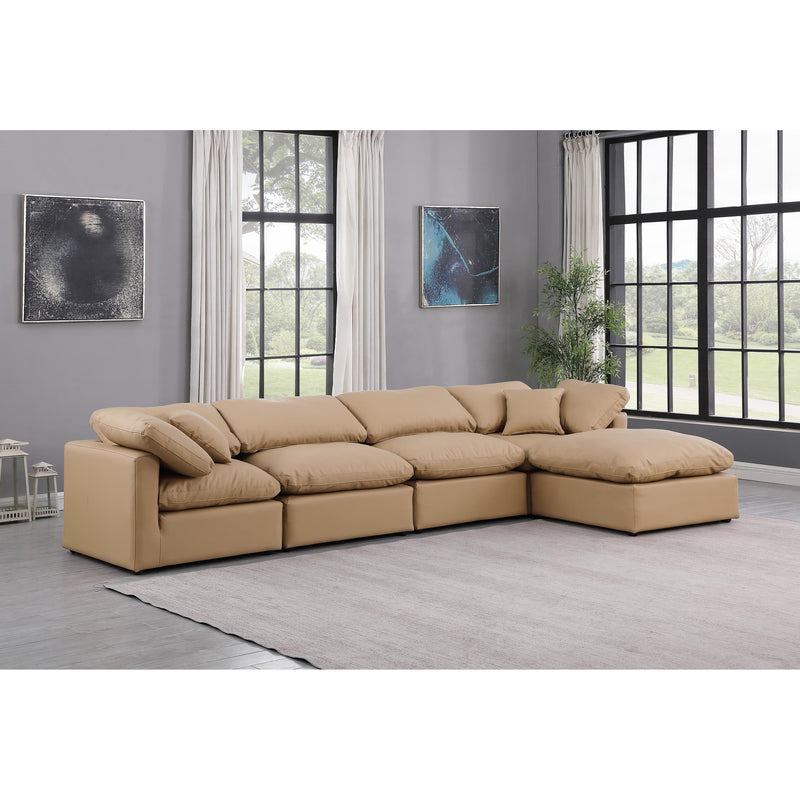 Meridian Indulge Tan Vegan Leather Modular Sectional IMAGE 2