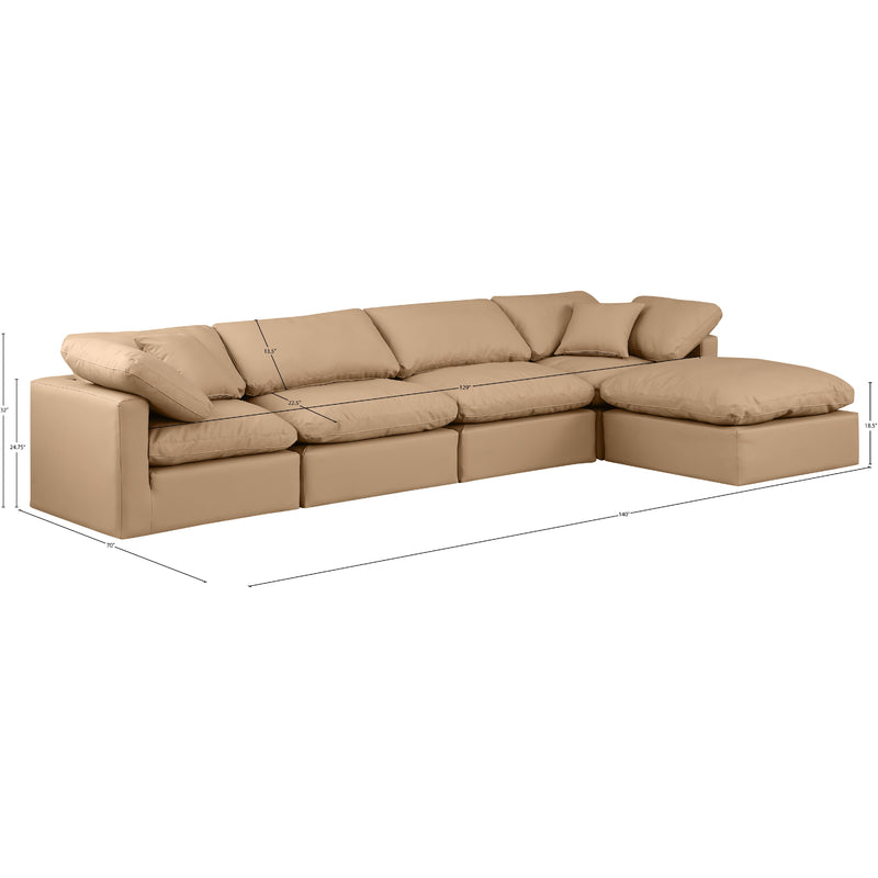 Meridian Indulge Tan Vegan Leather Modular Sectional IMAGE 9