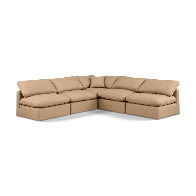 Meridian Indulge Tan Vegan Leather Modular Sectional IMAGE 1