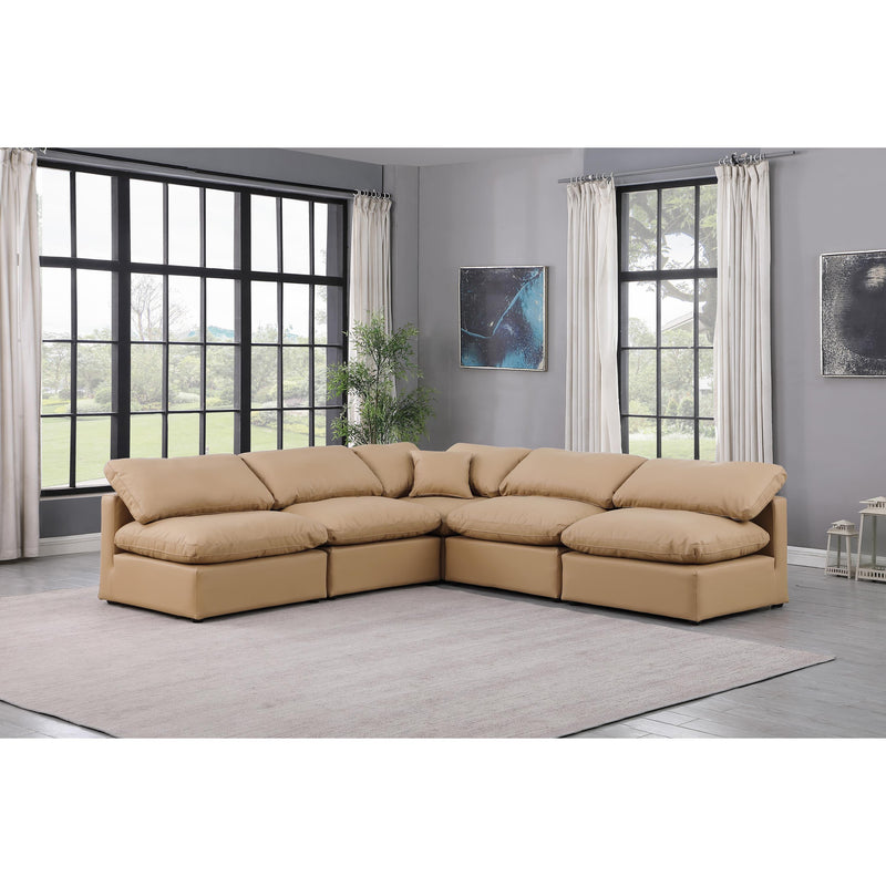 Meridian Indulge Tan Vegan Leather Modular Sectional IMAGE 2