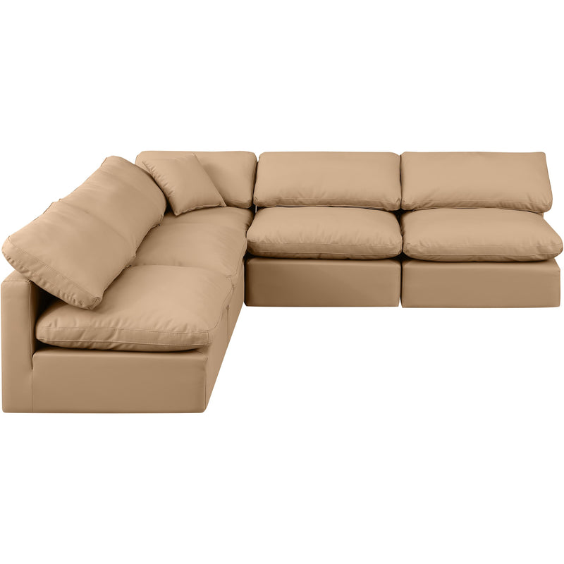 Meridian Indulge Tan Vegan Leather Modular Sectional IMAGE 4