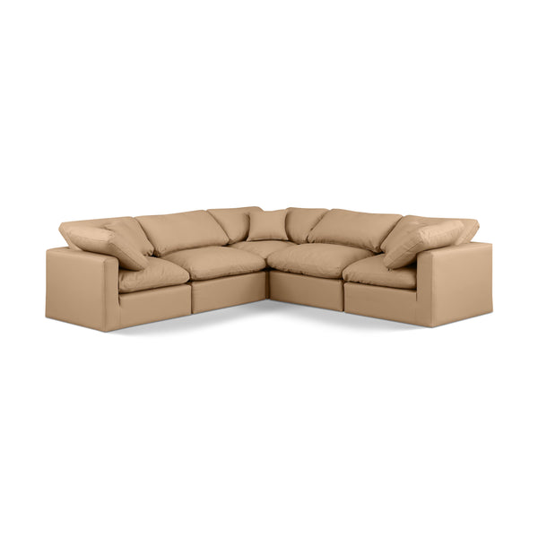 Meridian Indulge Tan Vegan Leather Modular Sectional IMAGE 1