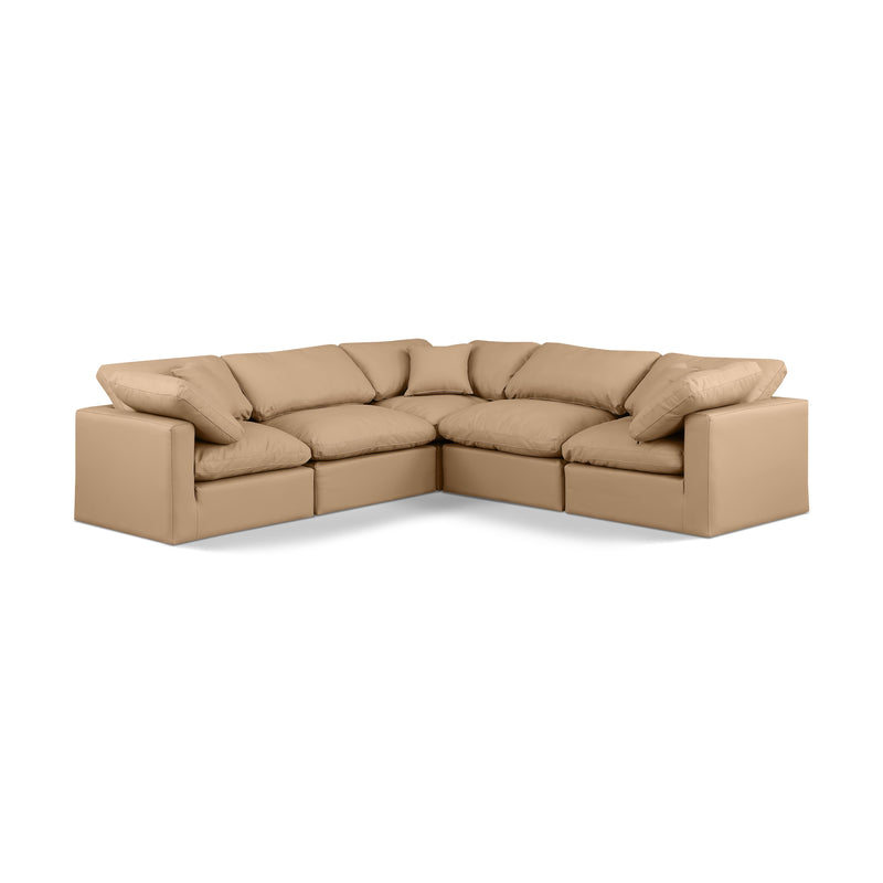 Meridian Indulge Tan Vegan Leather Modular Sectional IMAGE 1
