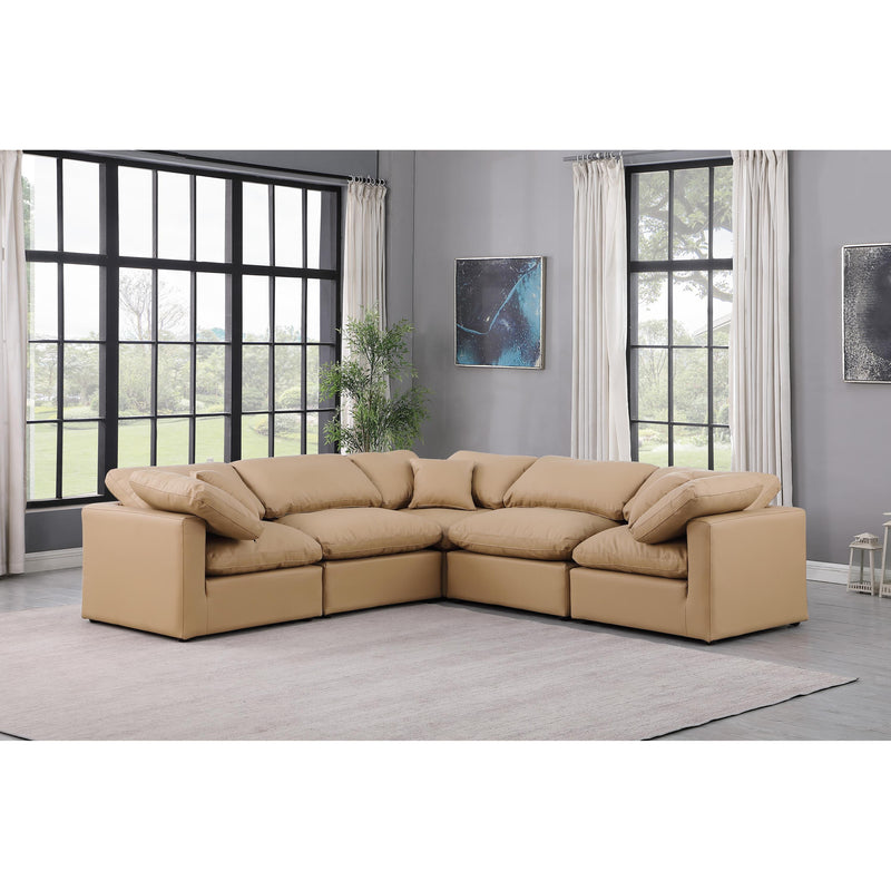 Meridian Indulge Tan Vegan Leather Modular Sectional IMAGE 2