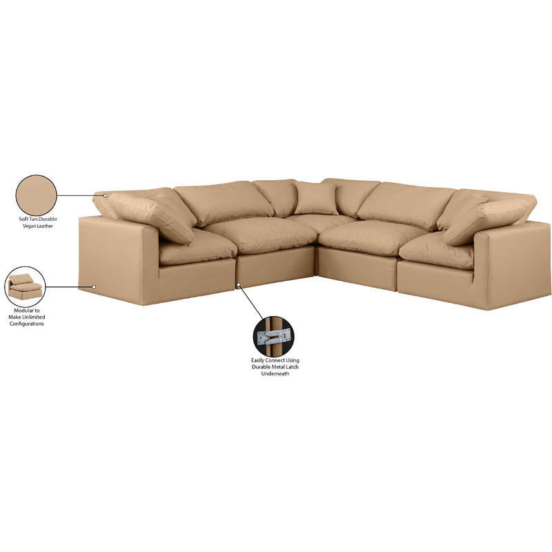 Meridian Indulge Tan Vegan Leather Modular Sectional IMAGE 9