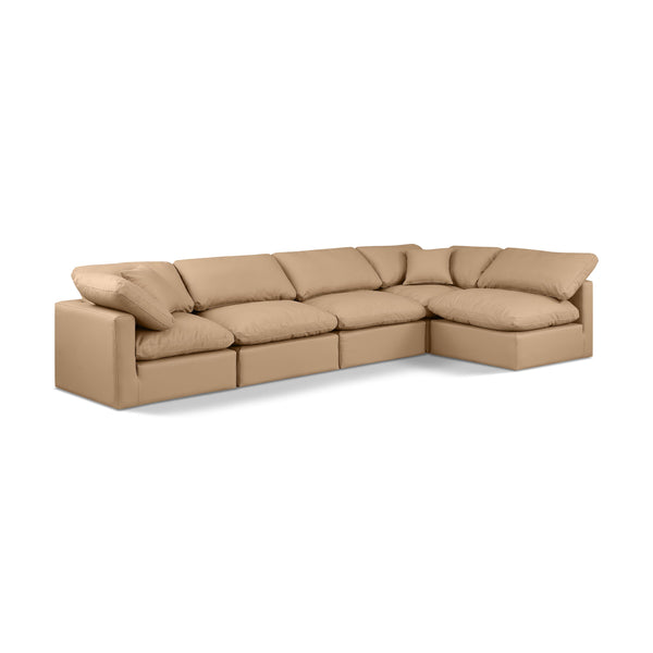 Meridian Indulge Tan Vegan Leather Modular Sectional IMAGE 1