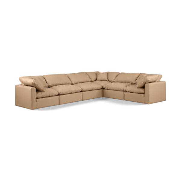 Meridian Indulge Tan Vegan Leather Modular Sectional IMAGE 1
