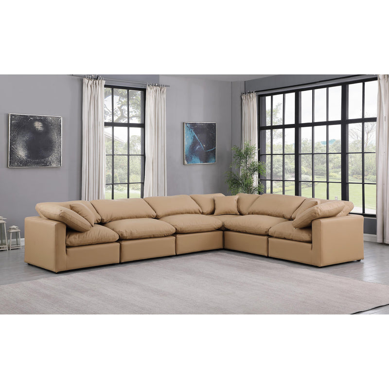 Meridian Indulge Tan Vegan Leather Modular Sectional IMAGE 2