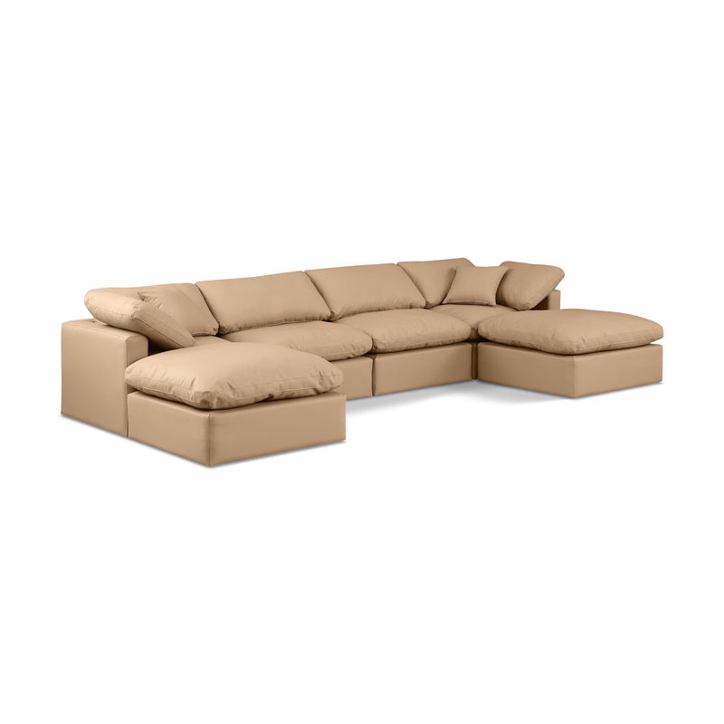 Meridian Indulge Tan Vegan Leather Modular Sectional IMAGE 1