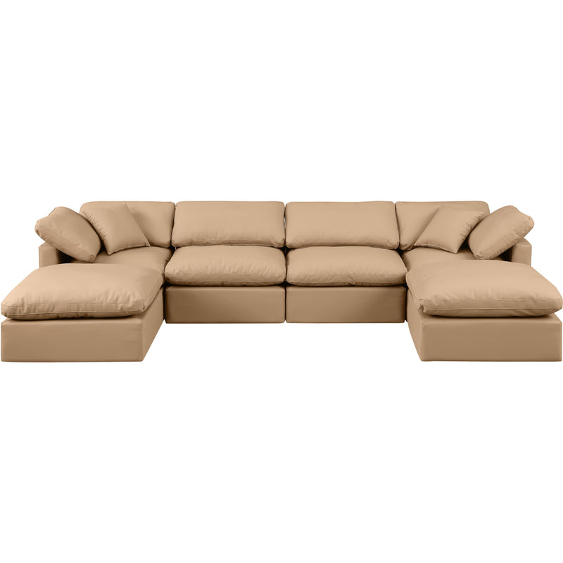 Meridian Indulge Tan Vegan Leather Modular Sectional IMAGE 4