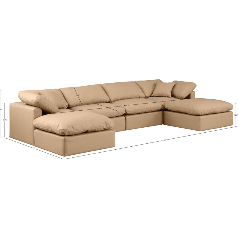 Meridian Indulge Tan Vegan Leather Modular Sectional IMAGE 8
