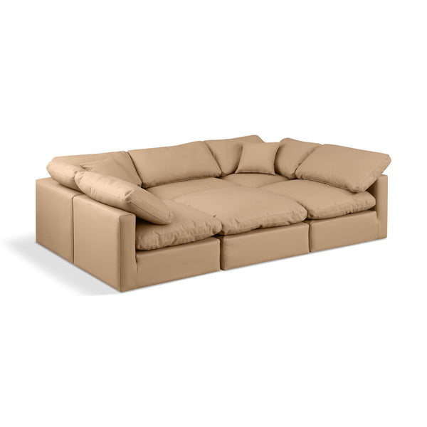 Meridian Indulge Tan Vegan Leather Modular Sectional IMAGE 1
