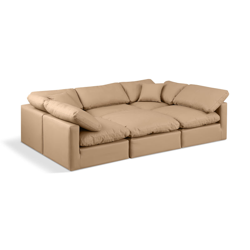 Meridian Indulge Tan Vegan Leather Modular Sectional IMAGE 1