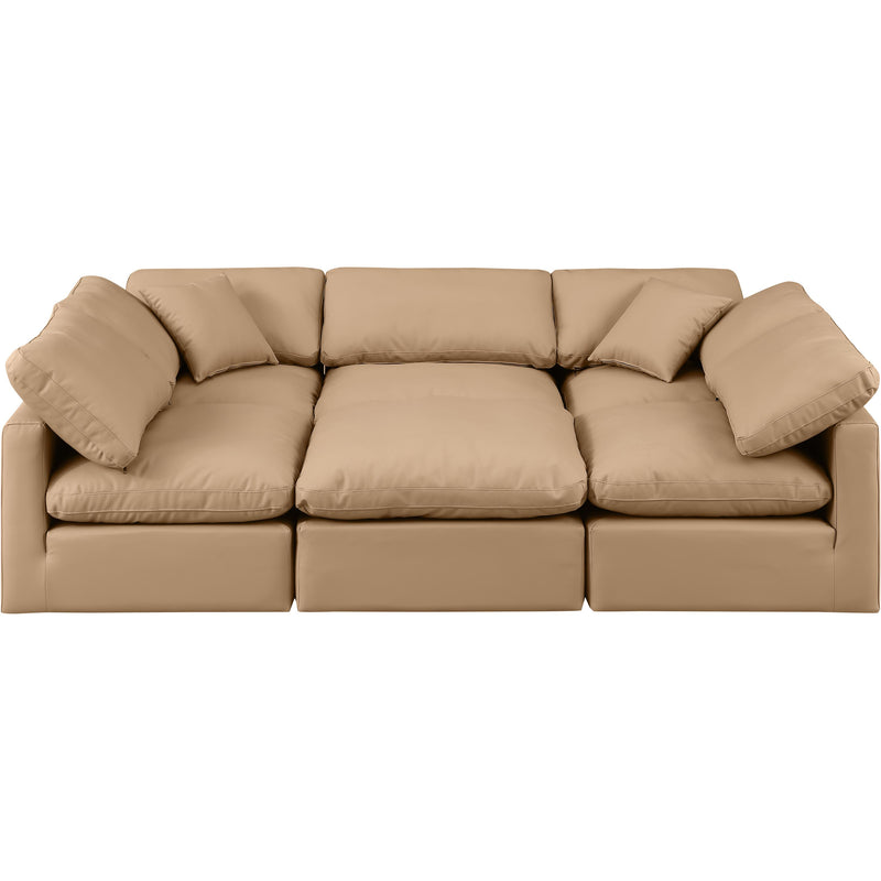 Meridian Indulge Tan Vegan Leather Modular Sectional IMAGE 4