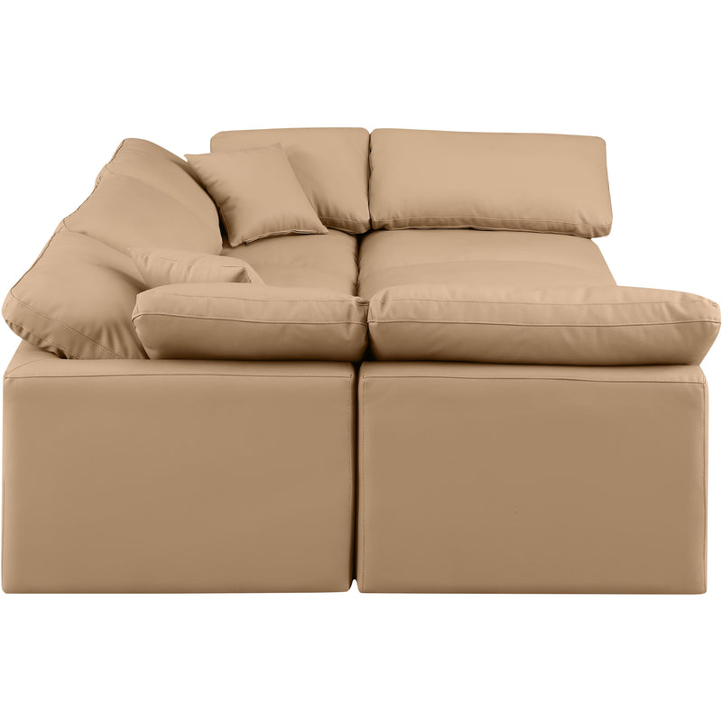 Meridian Indulge Tan Vegan Leather Modular Sectional IMAGE 5