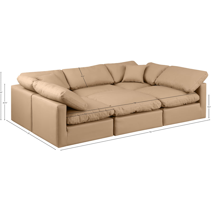 Meridian Indulge Tan Vegan Leather Modular Sectional IMAGE 9