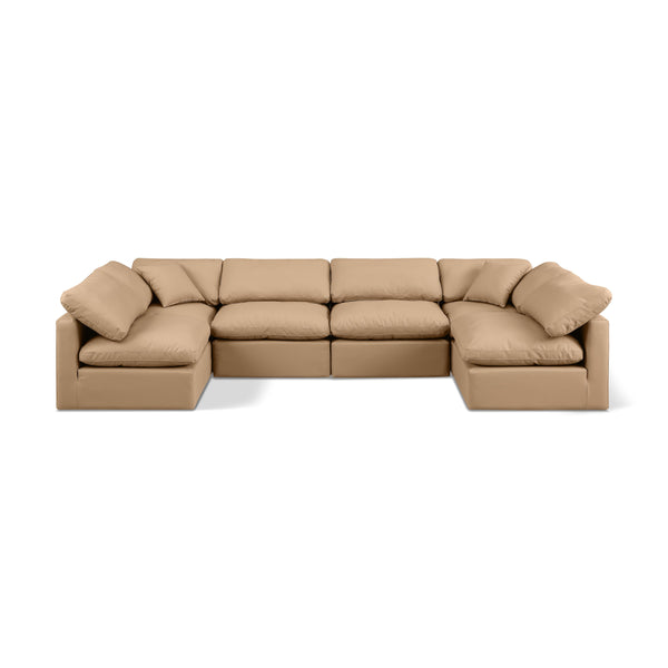 Meridian Indulge Tan Vegan Leather Modular Sectional IMAGE 1